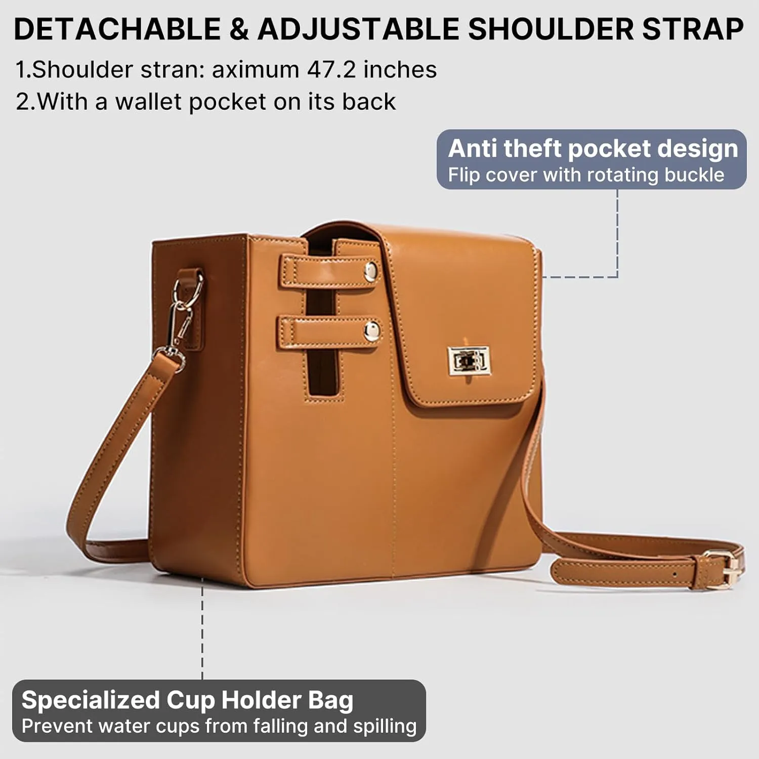 Stanley Purse Cup Holder Bag, Outdoor Portable Stanley Cup Bag for Tumbler Women Crossbody Bag with Sports Bottle Holder