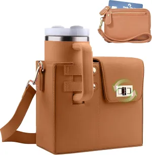 Stanley Purse Cup Holder Bag, Outdoor Portable Stanley Cup Bag for Tumbler Women Crossbody Bag with Sports Bottle Holder