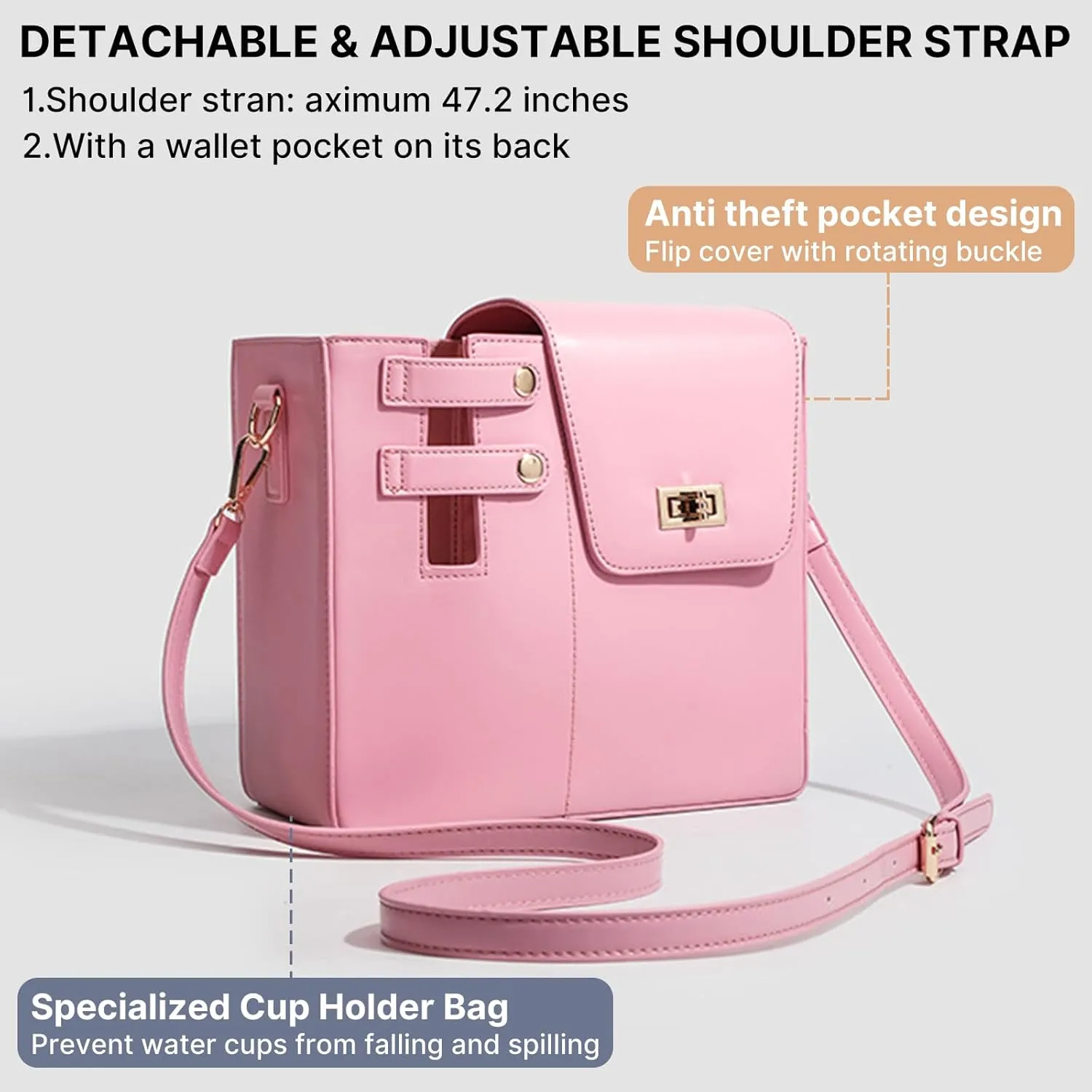 Stanley Purse Cup Holder Bag, Outdoor Portable Stanley Cup Bag for Tumbler Women Crossbody Bag with Sports Bottle Holder