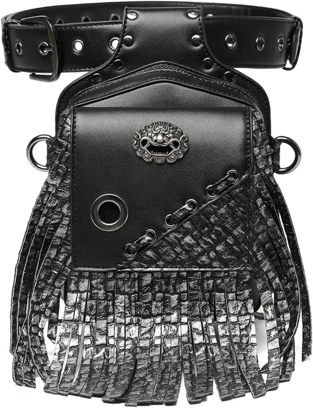 Steampunk Waist Bag Fanny Pack Gothic Tassel Leather Shoulder Crossbody Bags