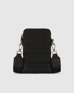 Stella Quilted Crossbody Phone Bag - Onyx Black