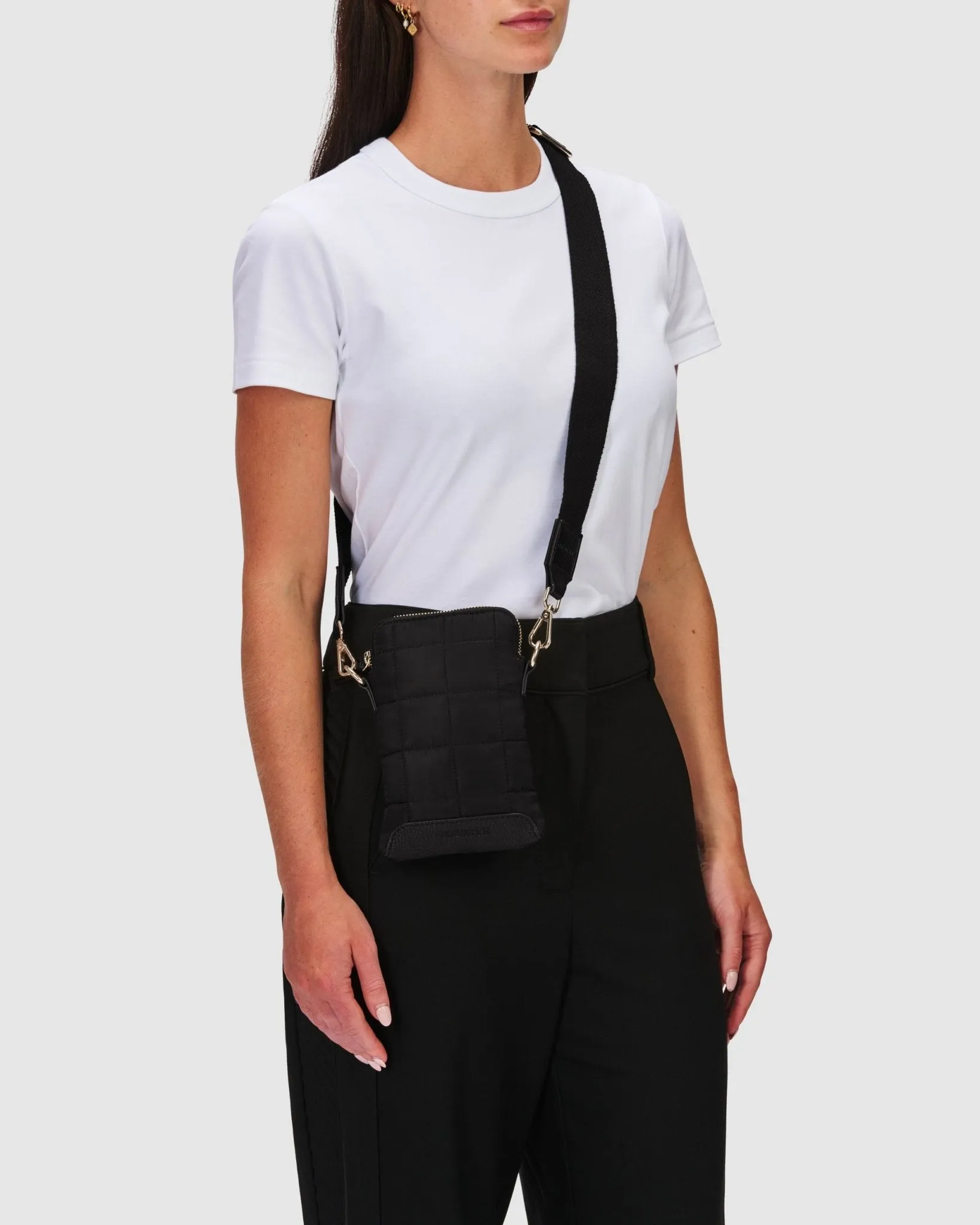 Stella Quilted Crossbody Phone Bag - Onyx Black