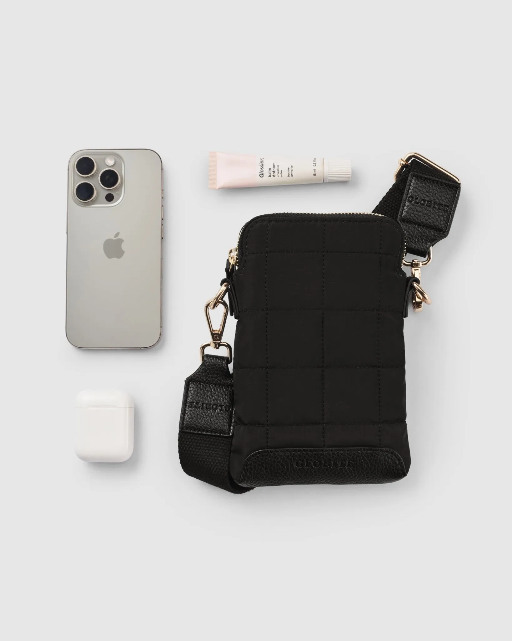 Stella Quilted Crossbody Phone Bag - Onyx Black