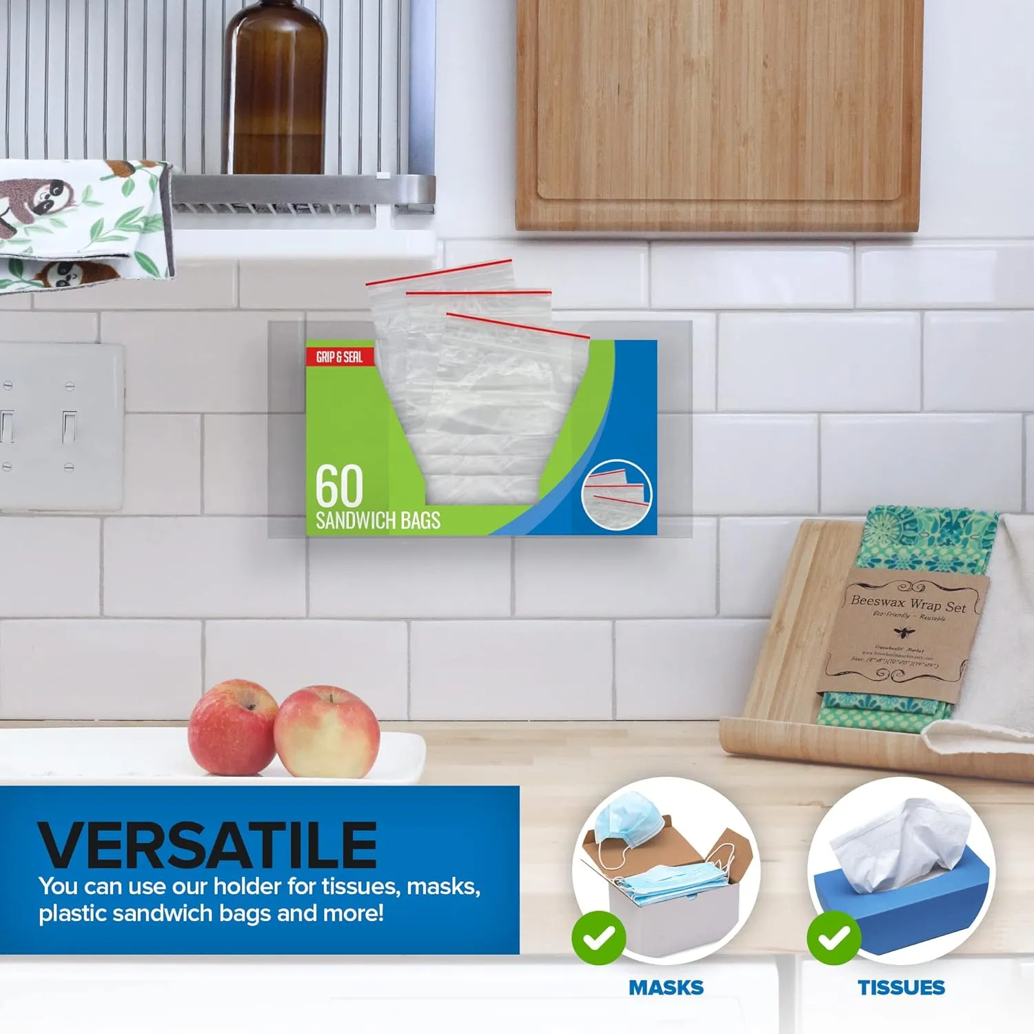 Stock Your Home Acrylic Single Gloves Dispenser, Tissue Box Shelf, Glove Holder Wall Mount, for Kitchen, Cleaning Closet, Lab, Exam, Office