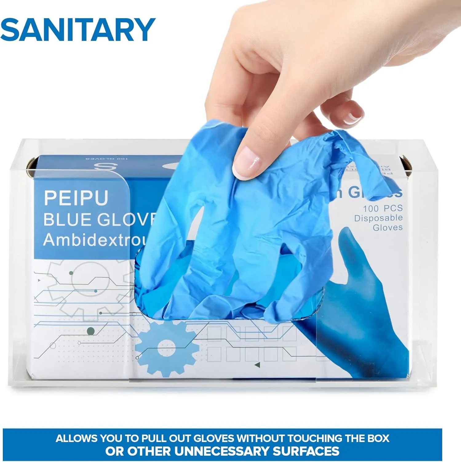 Stock Your Home Acrylic Single Gloves Dispenser, Tissue Box Shelf, Glove Holder Wall Mount, for Kitchen, Cleaning Closet, Lab, Exam, Office