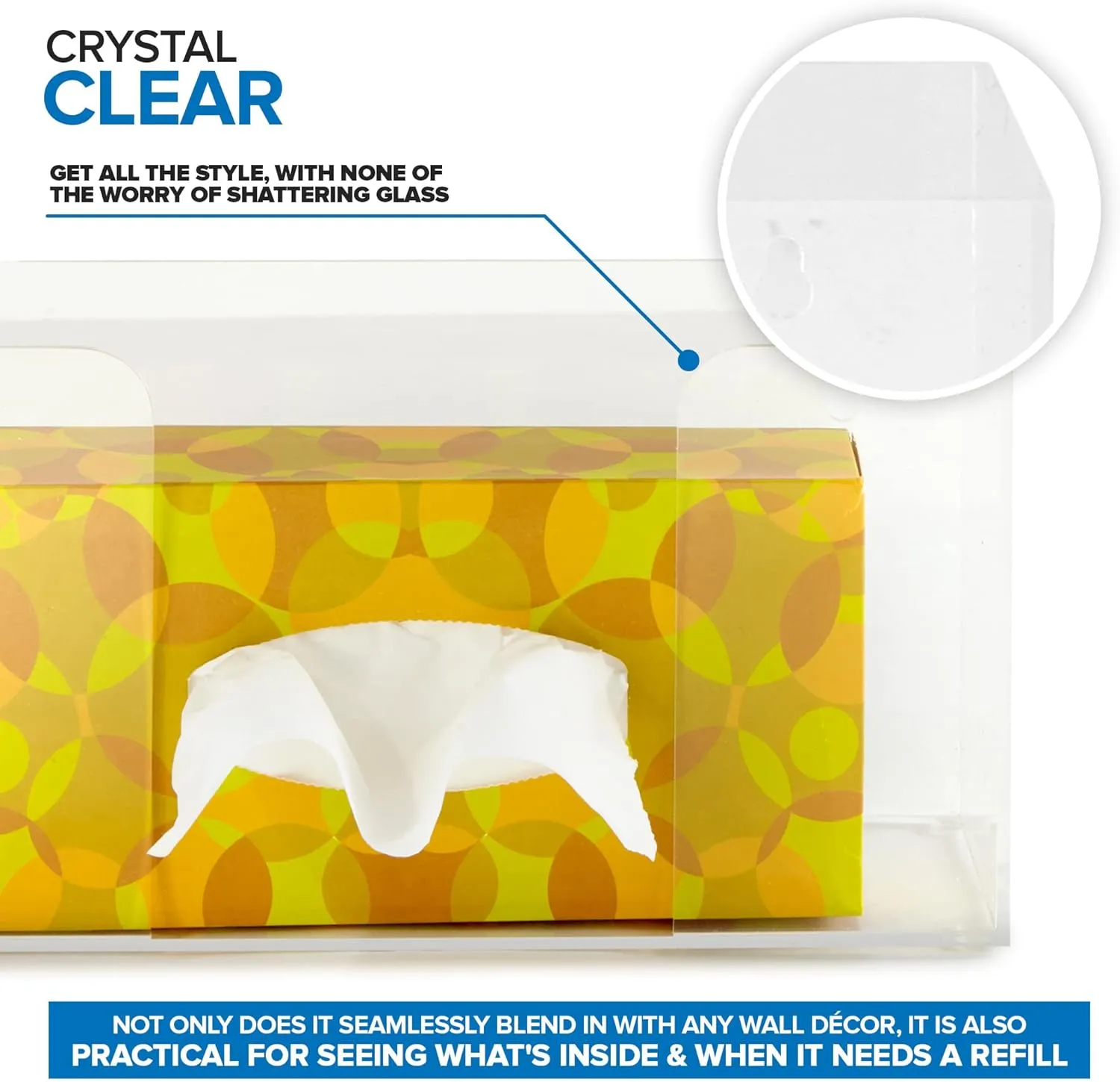 Stock Your Home Acrylic Single Gloves Dispenser, Tissue Box Shelf, Glove Holder Wall Mount, for Kitchen, Cleaning Closet, Lab, Exam, Office