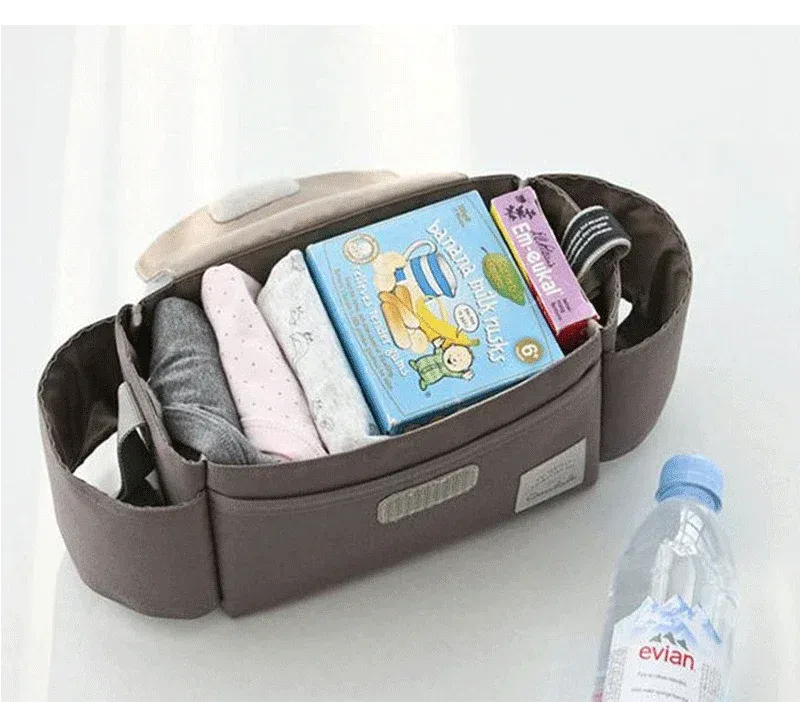 Stroller Bag Organizer – Universal Baby Accessories Trolley Bag with Cup Holder for Newborn Travel Convenience