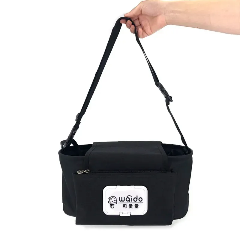 Stroller Bag Organizer – Universal Baby Accessories Trolley Bag with Cup Holder for Newborn Travel Convenience