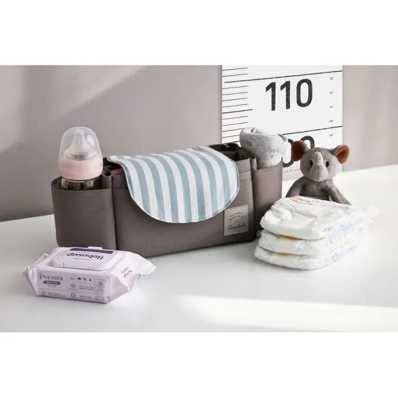 Stroller Bag Organizer – Universal Baby Accessories Trolley Bag with Cup Holder for Newborn Travel Convenience