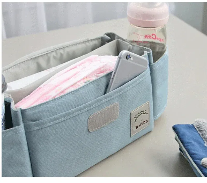 Stroller Bag Organizer – Universal Baby Accessories Trolley Bag with Cup Holder for Newborn Travel Convenience
