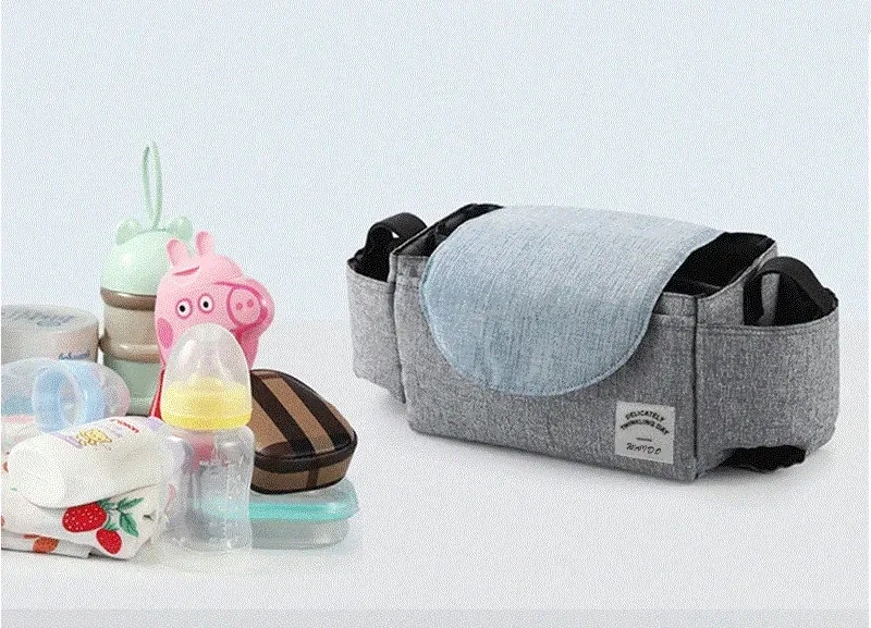 Stroller Bag Organizer – Universal Baby Accessories Trolley Bag with Cup Holder for Newborn Travel Convenience