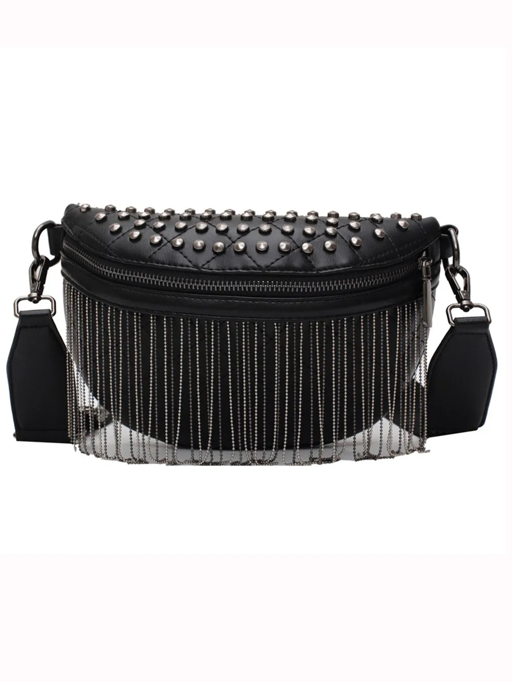 Studded Tassel Crossbody Belt Purse
