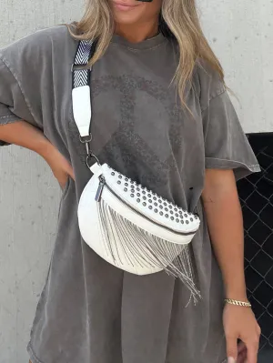 Studded Tassel Crossbody Belt Purse