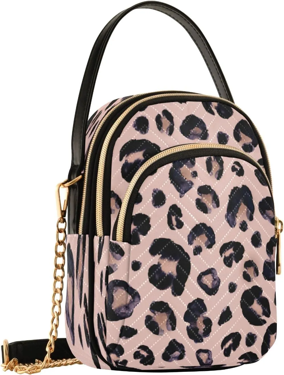 SUABO Crossbody Bags for Women Black White Cow Print Women's Crossbody Handbags Wallet Phone Bag Chain Purses Shoulder Bags