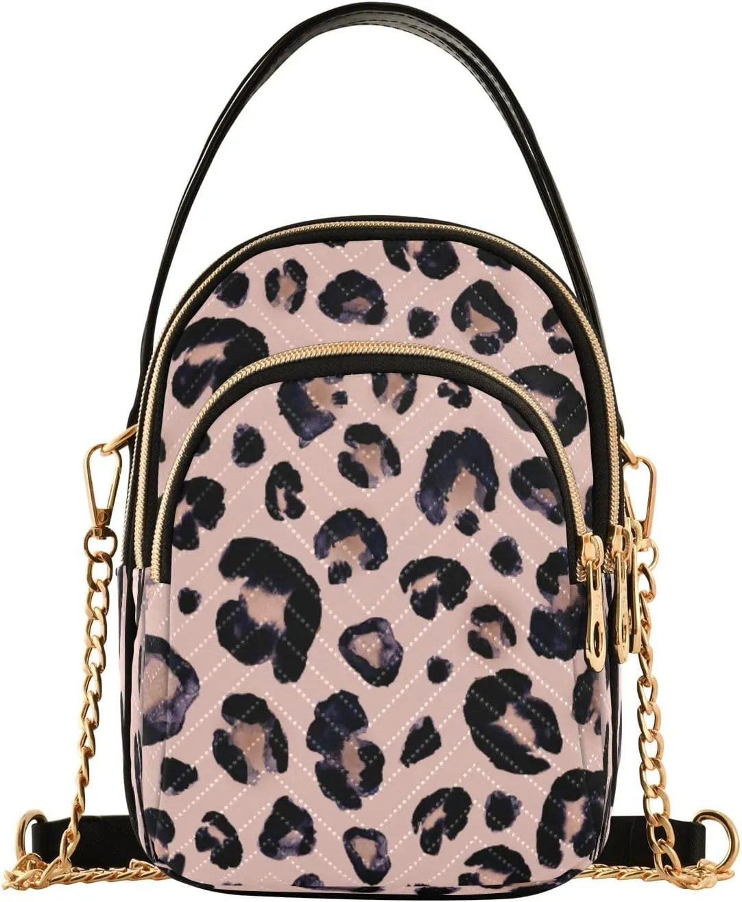 SUABO Crossbody Bags for Women Black White Cow Print Women's Crossbody Handbags Wallet Phone Bag Chain Purses Shoulder Bags