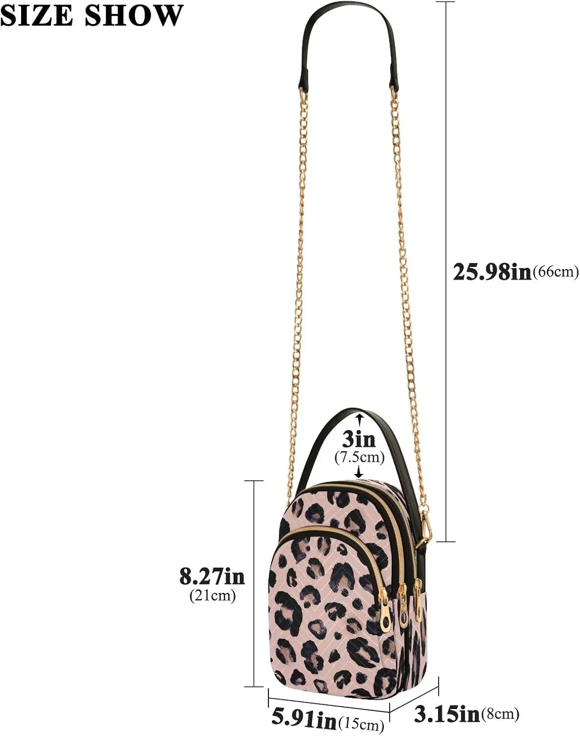 SUABO Crossbody Bags for Women Black White Cow Print Women's Crossbody Handbags Wallet Phone Bag Chain Purses Shoulder Bags