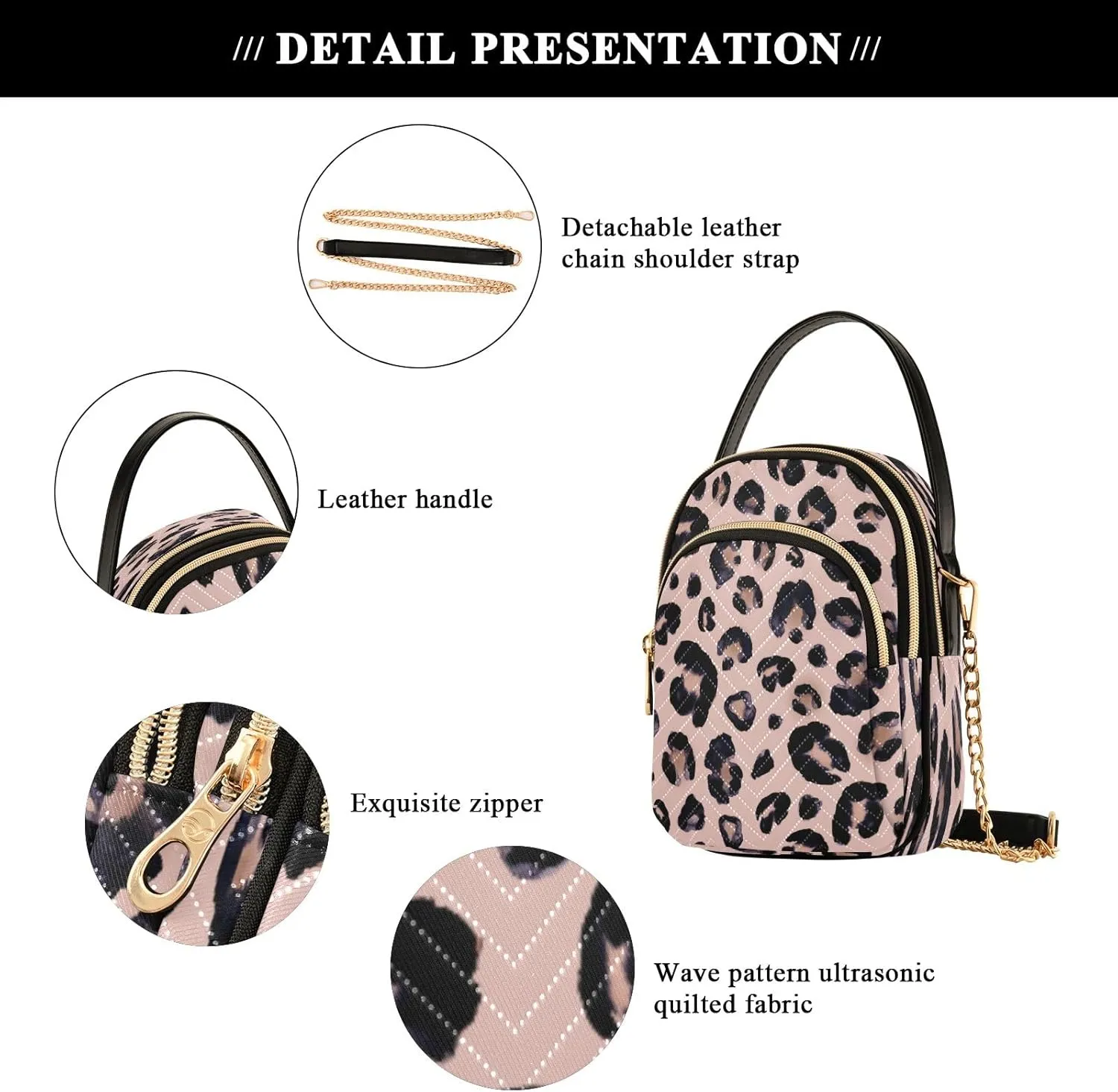 SUABO Crossbody Bags for Women Black White Cow Print Women's Crossbody Handbags Wallet Phone Bag Chain Purses Shoulder Bags