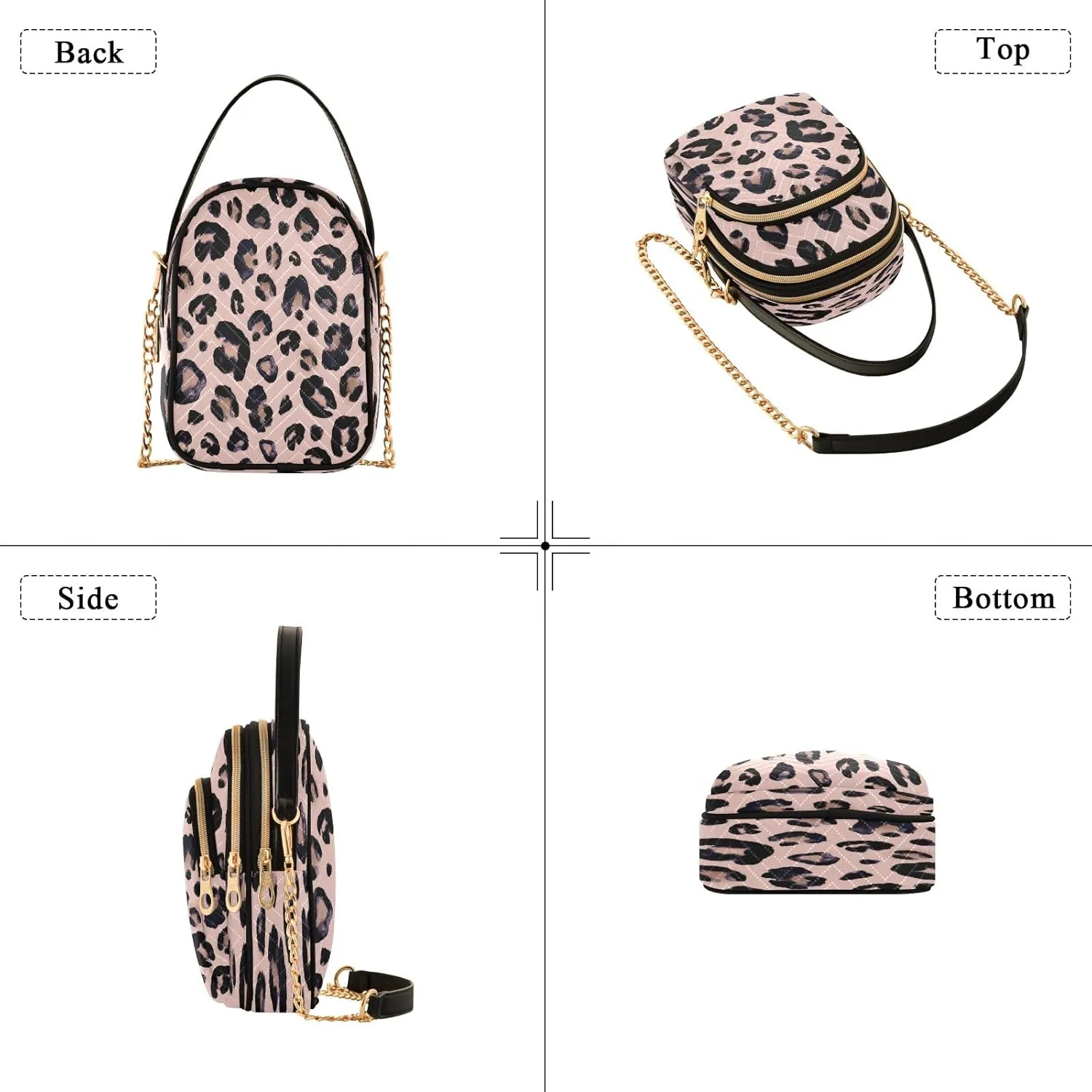 SUABO Crossbody Bags for Women Black White Cow Print Women's Crossbody Handbags Wallet Phone Bag Chain Purses Shoulder Bags
