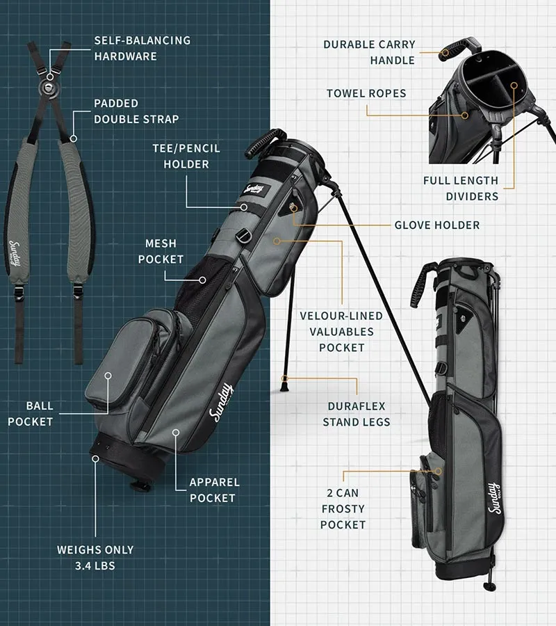 Sunday Golf Loma XL Carry Golf Bag - Midnight Green