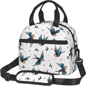Swallows Lunch Bag Hand Tote Crossbody Insulated Lunch Bag Large Portable Lunch Box