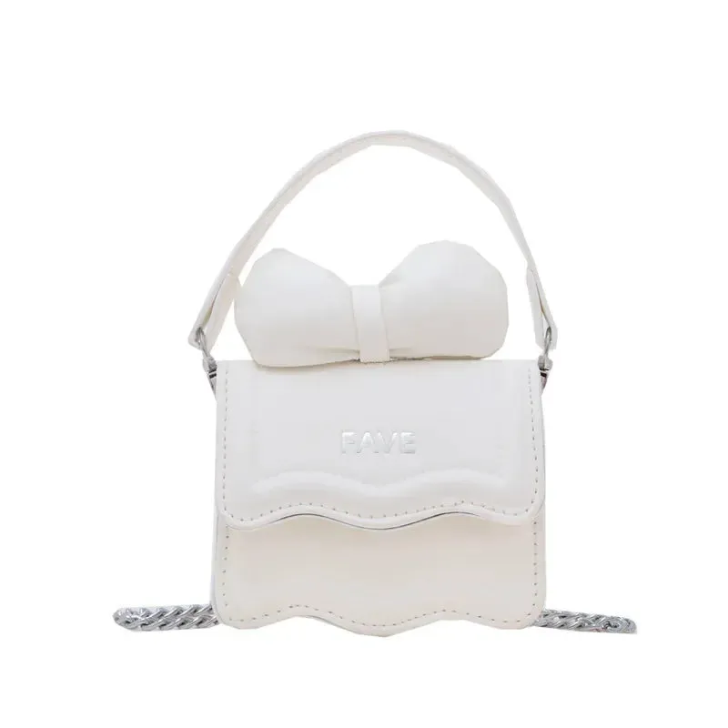 Sweet Bow Children's Small Square Shoulder Bags Lovely Women Girls Mini Crossbody Bag Cute Princess Coin Purse Chain Handbags