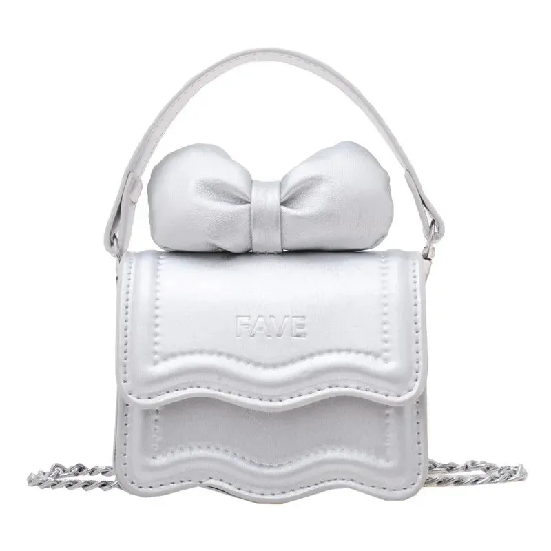 Sweet Bow Children's Small Square Shoulder Bags Lovely Women Girls Mini Crossbody Bag Cute Princess Coin Purse Chain Handbags