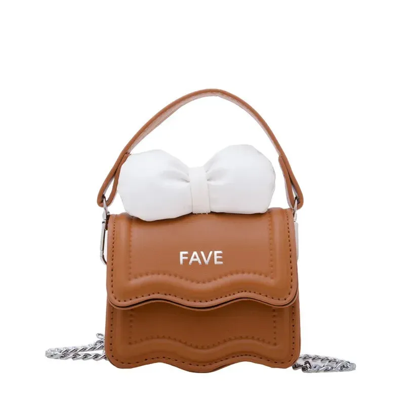 Sweet Bow Children's Small Square Shoulder Bags Lovely Women Girls Mini Crossbody Bag Cute Princess Coin Purse Chain Handbags