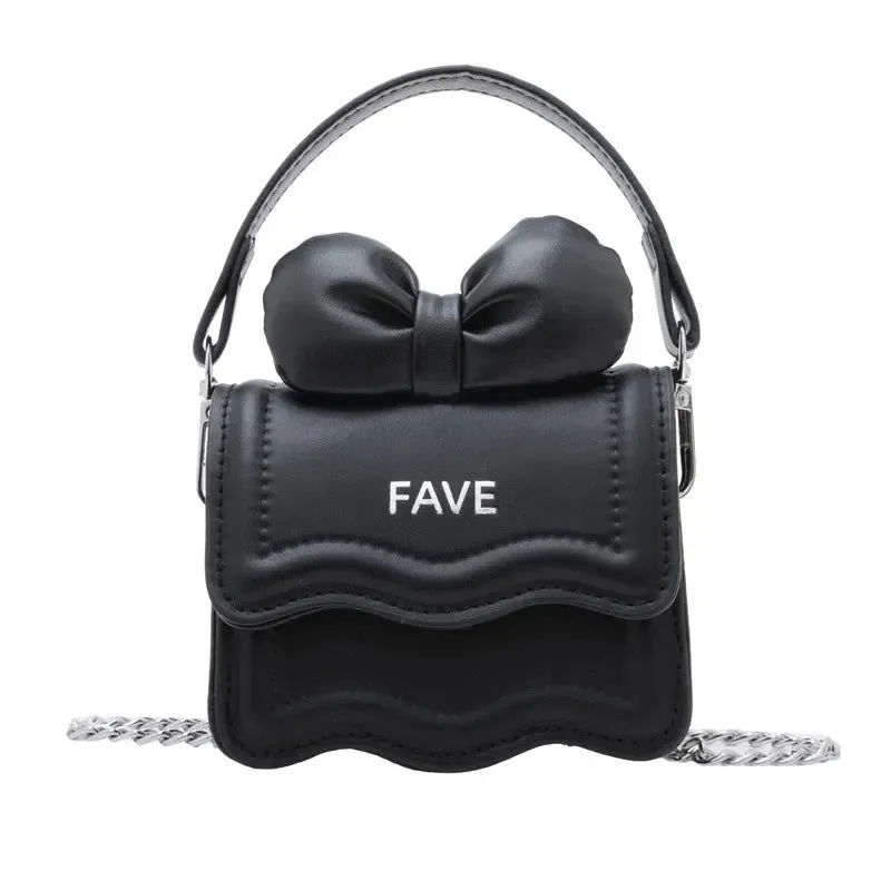 Sweet Bow Children's Small Square Shoulder Bags Lovely Women Girls Mini Crossbody Bag Cute Princess Coin Purse Chain Handbags