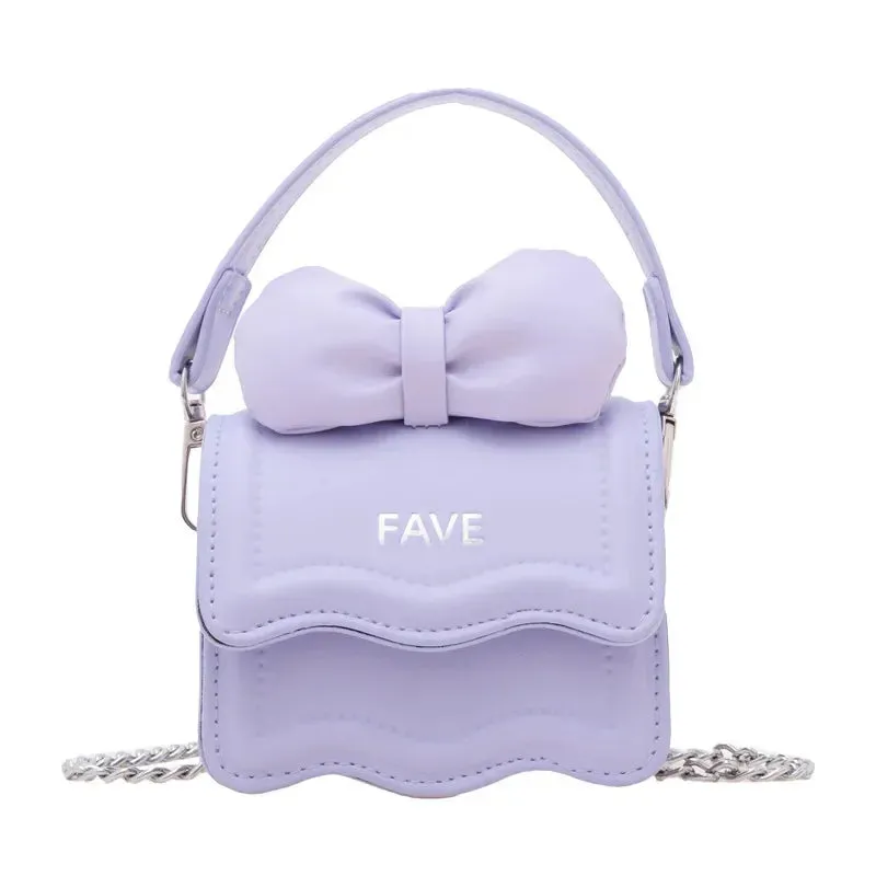 Sweet Bow Children's Small Square Shoulder Bags Lovely Women Girls Mini Crossbody Bag Cute Princess Coin Purse Chain Handbags