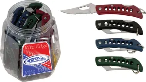 SZCO Supplies Eagle Eye Knife Display – 36 Pieces Jar, 3" Closed Length, Stainless Steel Blades, Assorted Composite Color Handles
