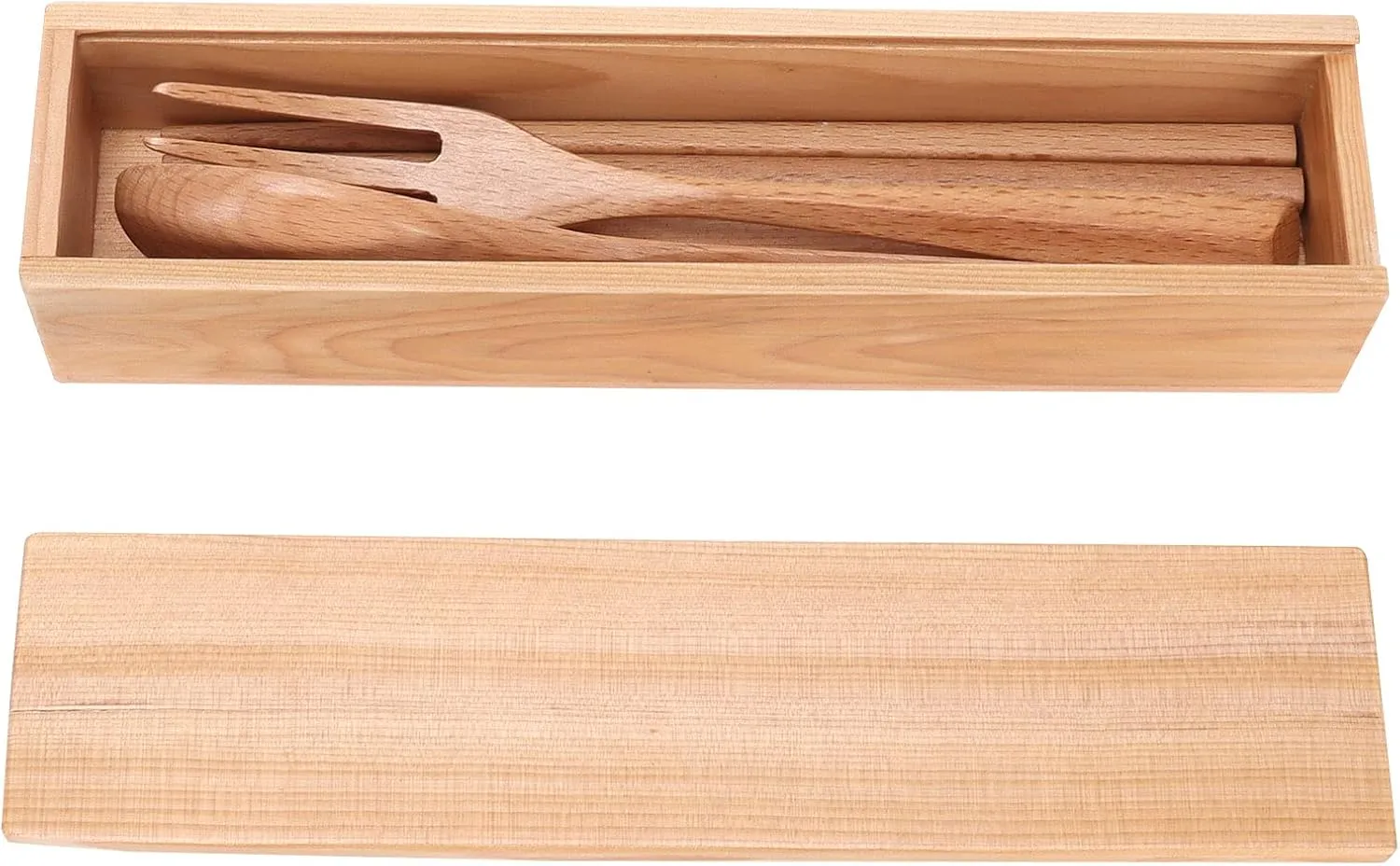 Tableware: Portable Wooden Travel Utensil Set with Box Reusable, Travel Fork Spoon Knife with Case for Home Hotel Restaurant, 4pcs Set