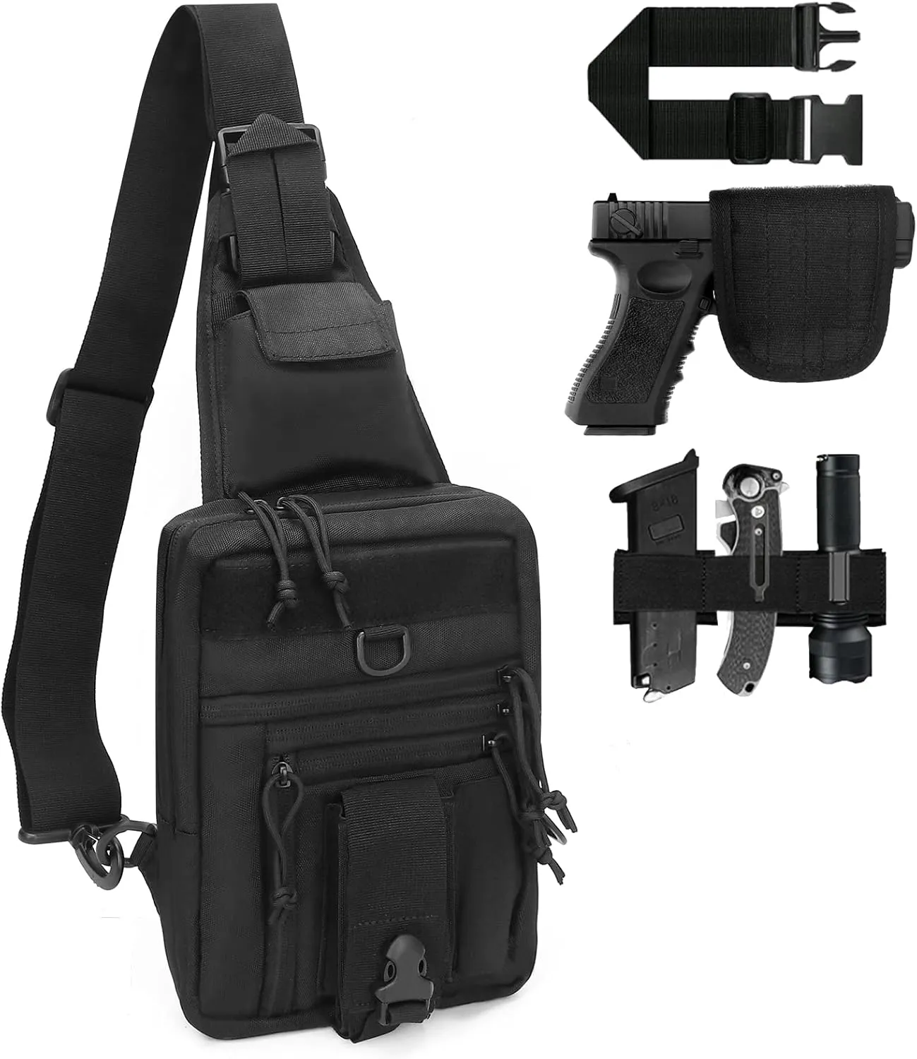 Tactical Chest Sling Pistol Bag Concealed Carry Handgun Chest Crossbody Pack Holster Shoulder Bag