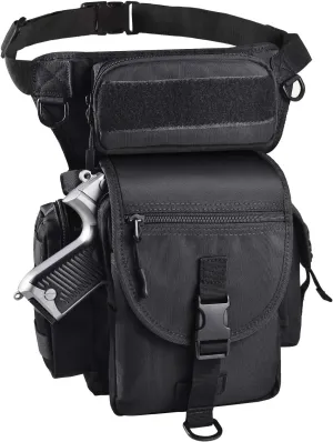 Tactical Drop Leg Bag with Pistol Holster - Leg Panel Thigh Leg Waist Bag Fanny Pack Multipurpose Carry Concealed Gun Ammo Pouch for Handgun Shooting Range Sport