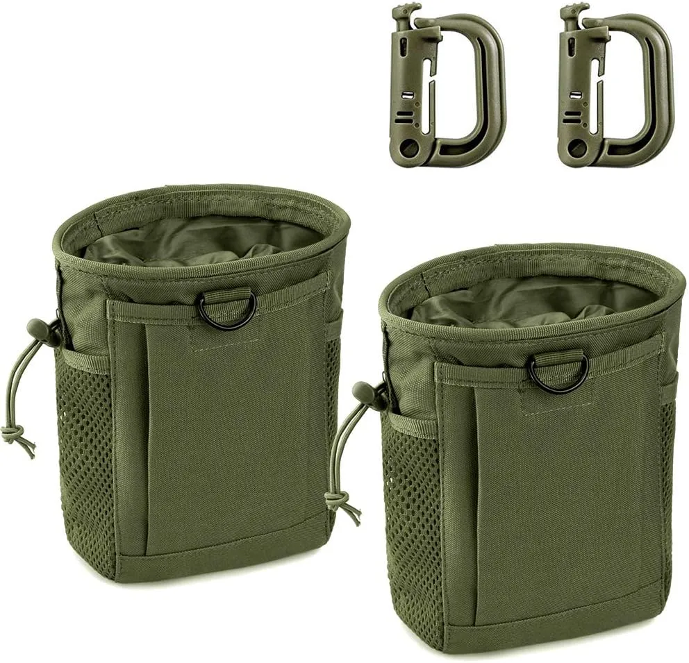 Tactical Molle Dump Pouch, Magazine Recovery Pouch Drastring Ammo Bag Belt Utility Fanny Adjustable Military Holster Bag Outdoor for Airsoft Paintball Hunting Gear with D-Ring Grimlock