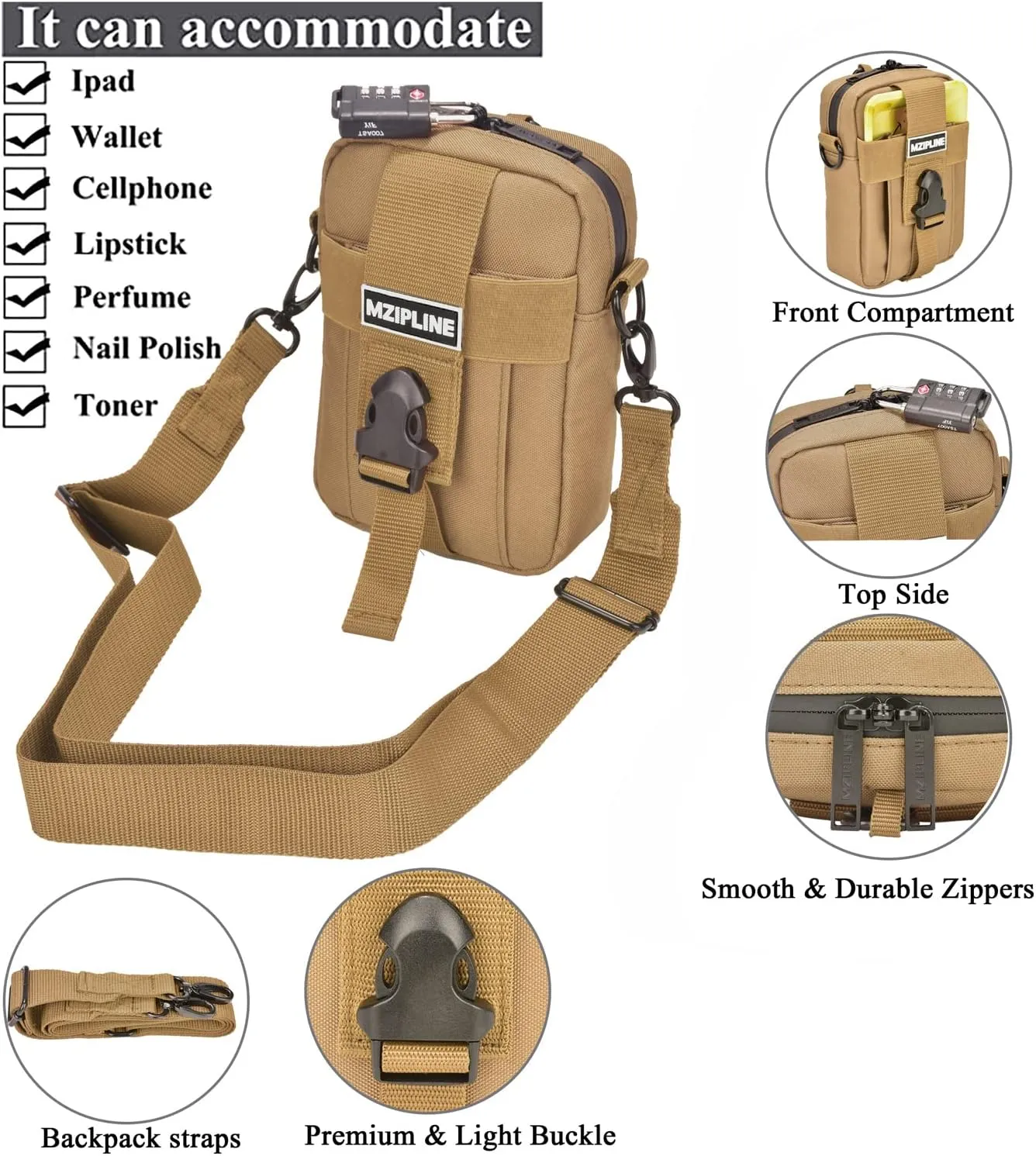 Tactical Pouch- Smell Proof -Bag Crossbody Sling Shoulder Bags with Carbon Lining for Man