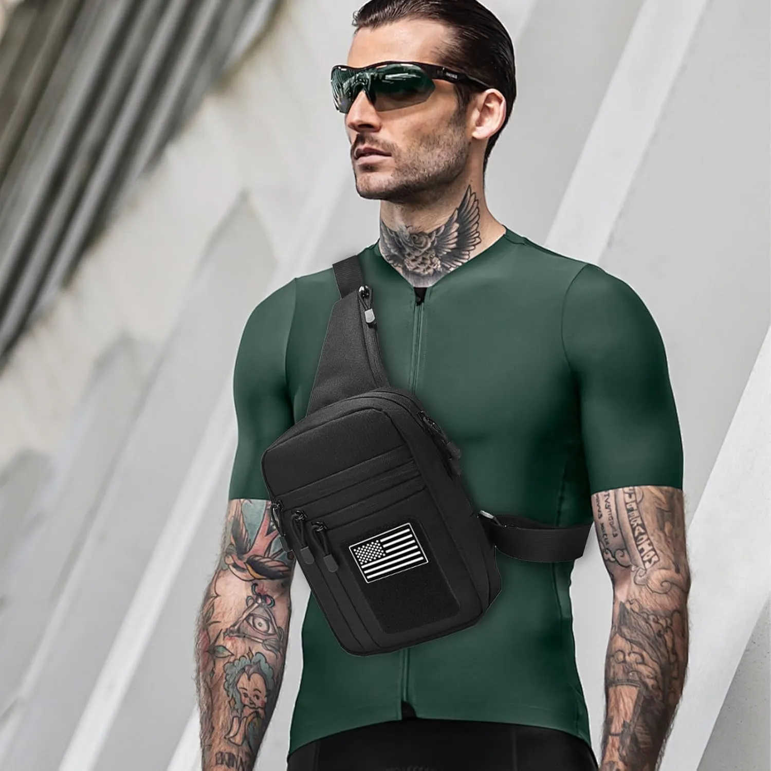 Tactical Sling Bag Concealed Carry Bag for Men, Small Tactical Crossbody Bags with CCW Holder EDC Military Shoulder Bags for Men - Black