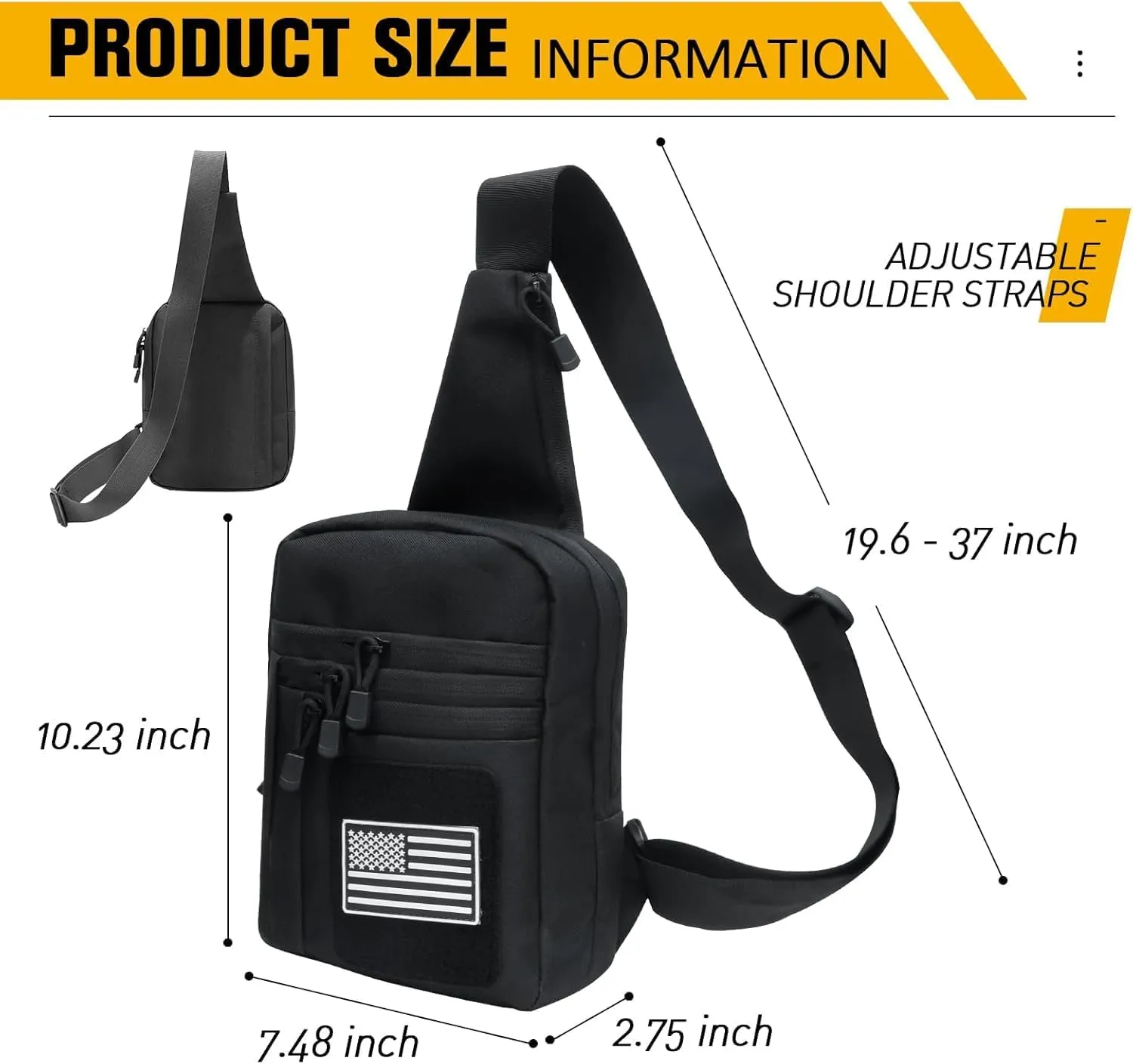 Tactical Sling Bag Concealed Carry Bag for Men, Small Tactical Crossbody Bags with CCW Holder EDC Military Shoulder Bags for Men - Black