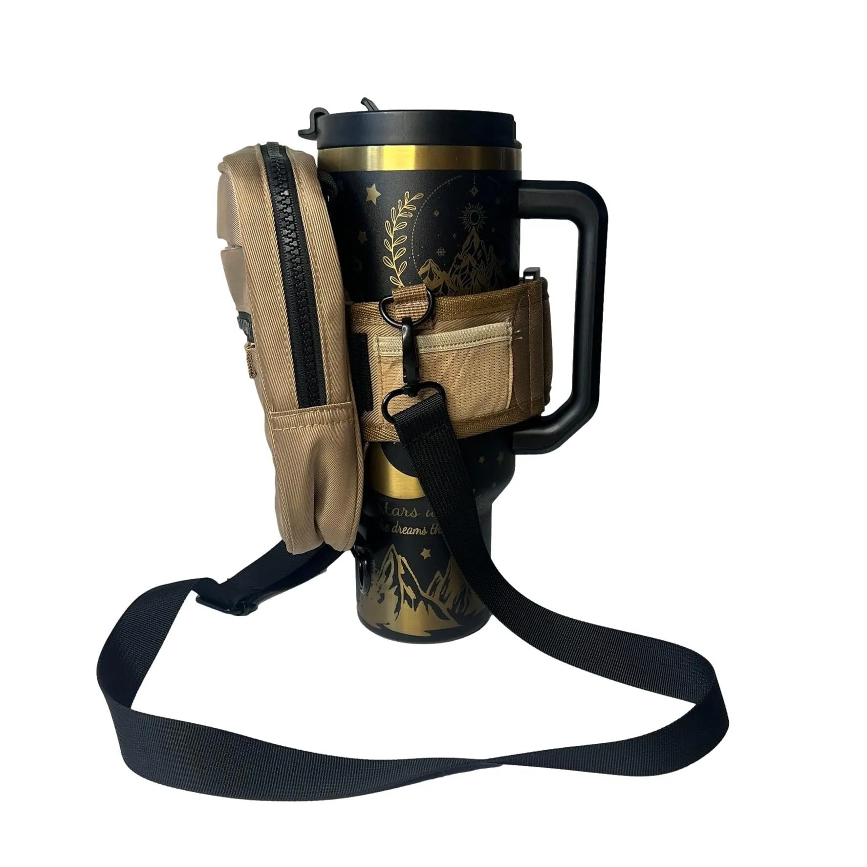Tan Crossbody Bag With Tumbler Belt