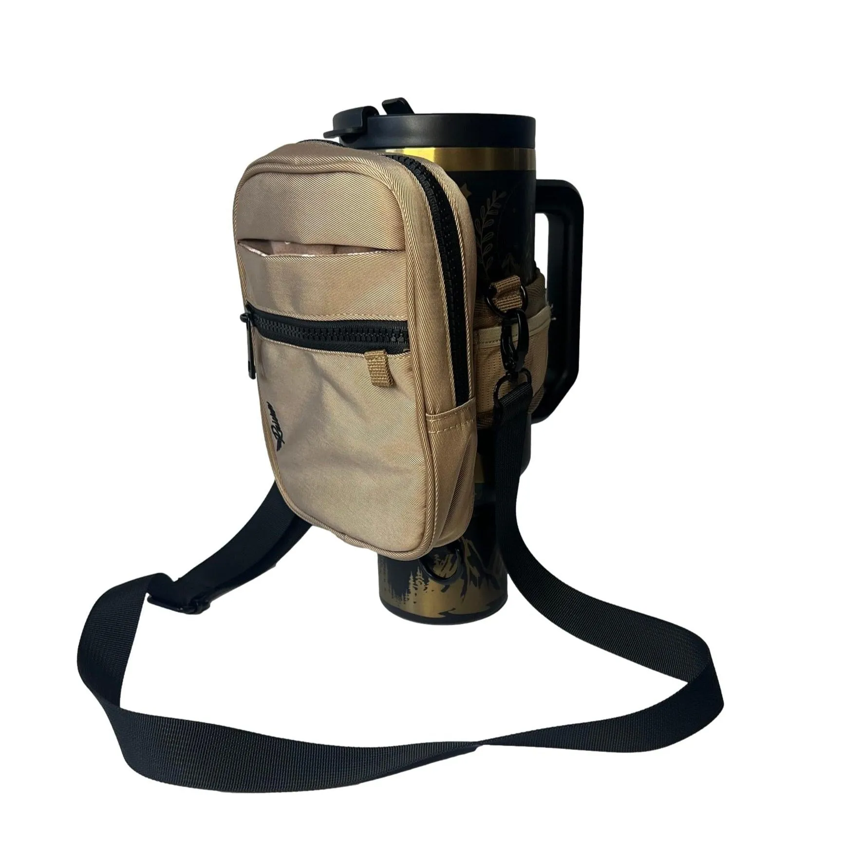 Tan Crossbody Bag With Tumbler Belt