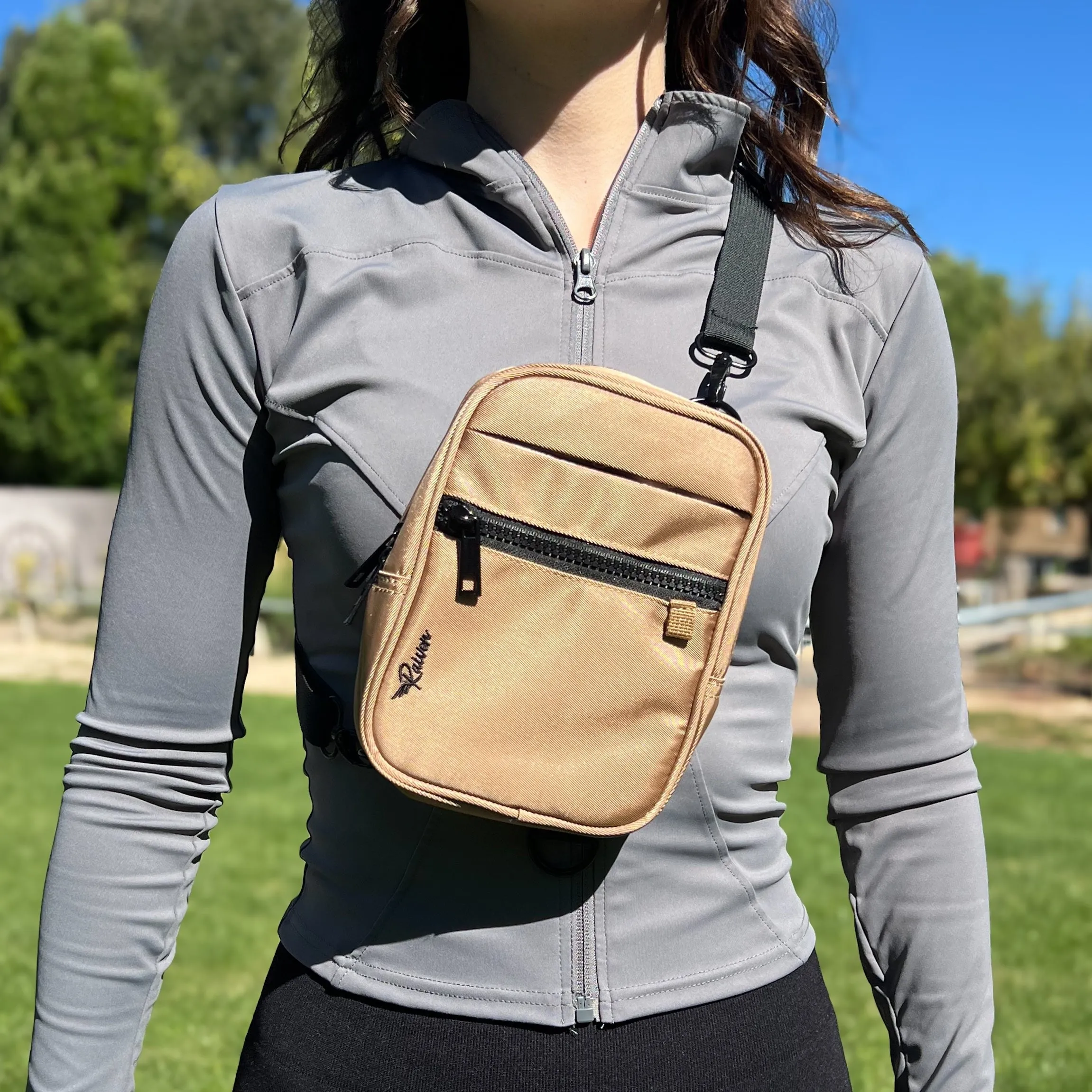 Tan Crossbody Bag With Tumbler Belt