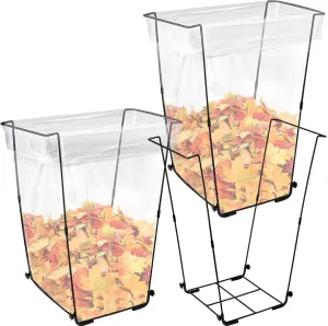 Tandefio 3 Pcs Trash Bag Holder Heavy Duty Metal Outdoor Garbage Bag Holder Garden Leaf Bag Support Stand Holds 30-45 Gallons Bag for Camping Leaves Gardening Parties Lawn Yard Home Weeding