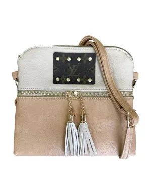 Tara Taupe/White Crossbody Bag