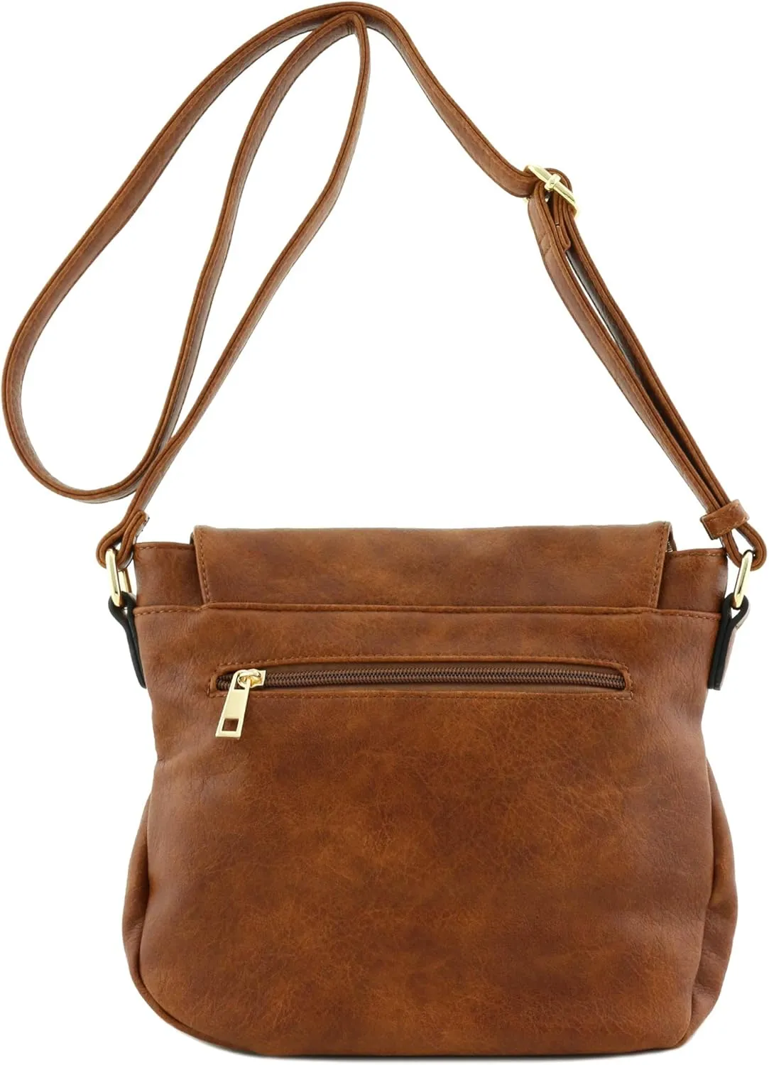 Tassel Accent Crossbody Bag with Flap Top (Tan)