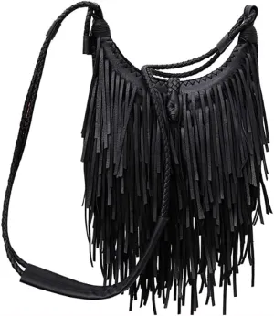 Tassel Shoulder Bag Vintage & Stylish Women PU Leather Bohemian Fringed Crossbody Shoulder Hobo Fringe bag