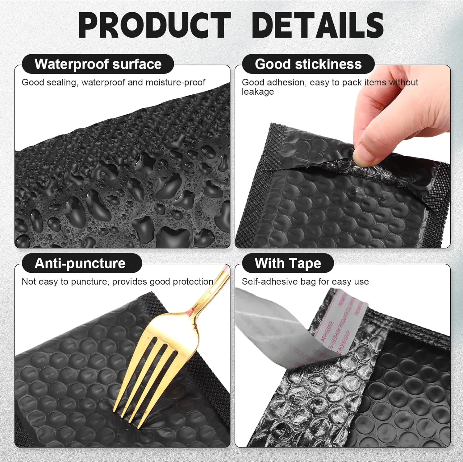 Tatuo 301 Pcs Trading Card Shipping Protector Set Include 200 Corrugated Cardboard Sheets Inserts 100 Poly Bubble Mailers Padded Envelopes and Masking Tape(Black)
