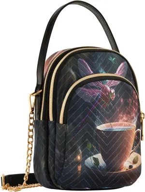 Teacup Magic Dragonfly Dark Crossbody Bags for Women Fanny Pack Travel Hiking Chest Bag Phone Purse with Strap