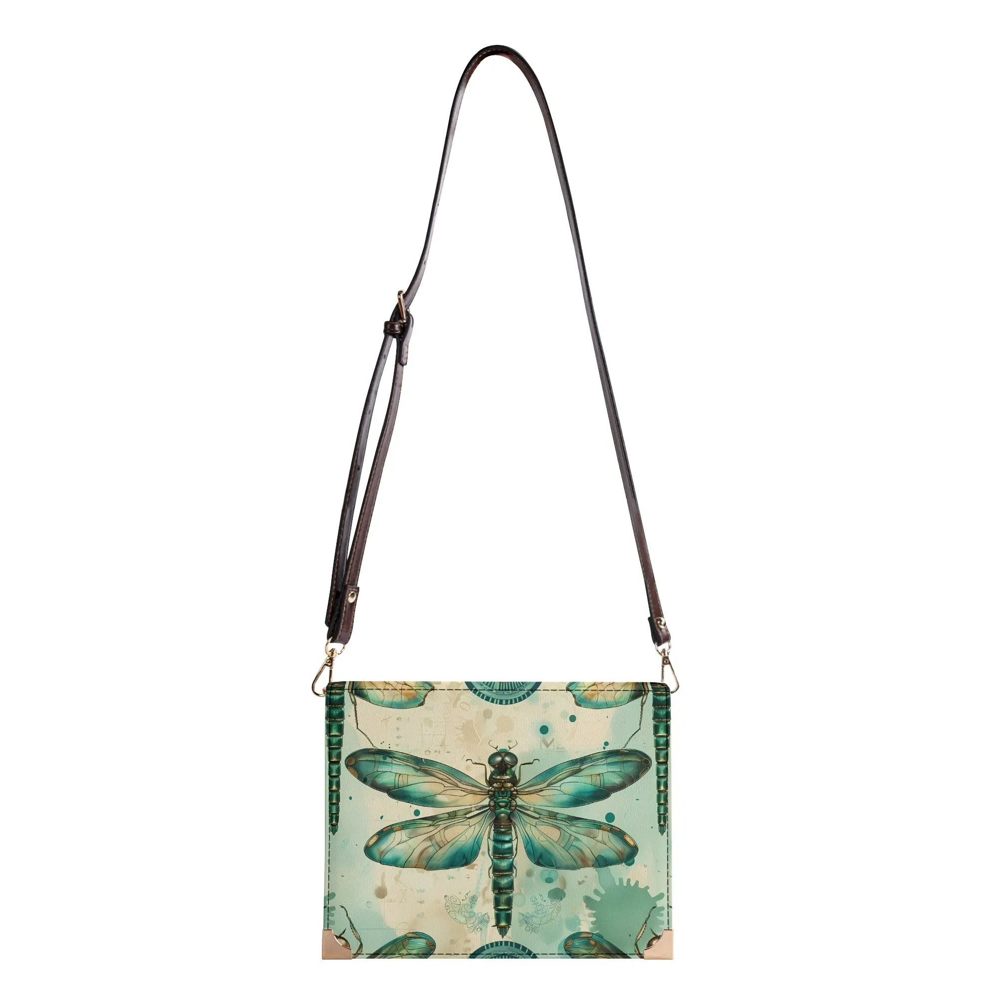 Teal Steampunk Dragonfly Book Cover Bag - Vintage-Inspired Crossbody Book Carrier