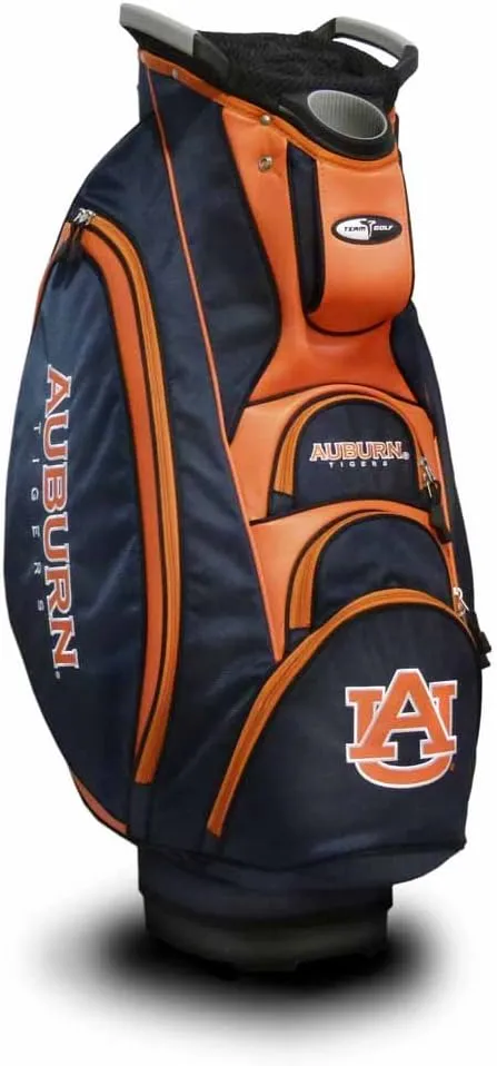 Team Golf NCAA Auburn University Tigers Victory Golf Cart Bag, 10-way Top with Integrated Dual Handle & External Putter Well, Cooler Pocket, Padded Strap, Umbrella Holder & Removable Rain Hood