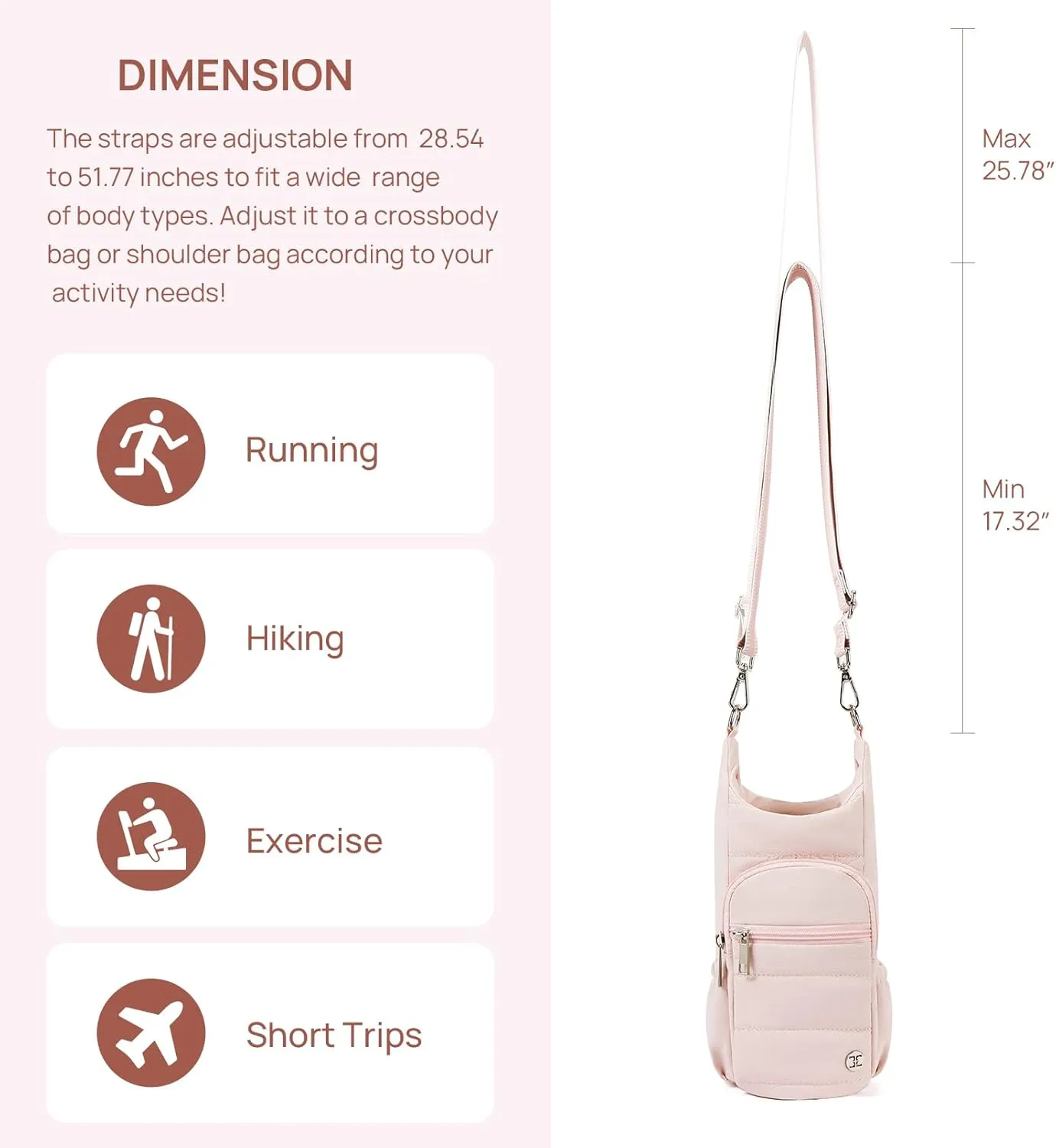 Telena Water Bottle Holder with Strap Crossbody Bags for Women for Walking, Hiking, Cycling