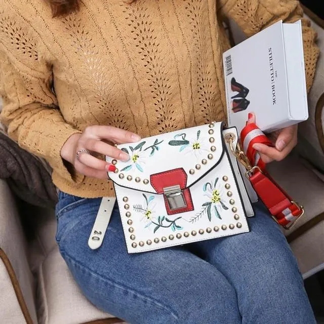 The Embroidery Flower Leather Handbag